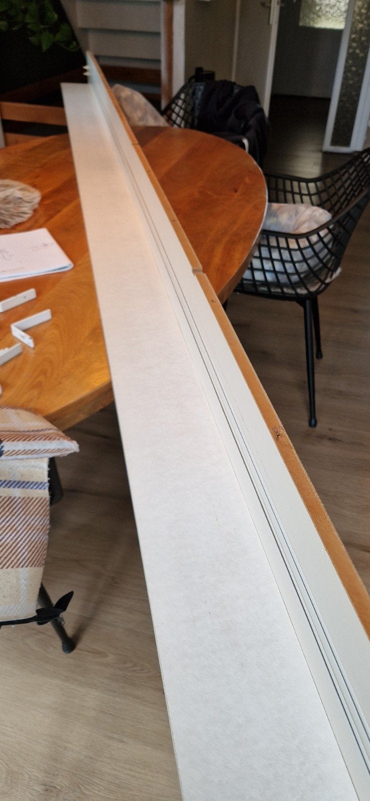 Dubbele gordijnrails met houten ombouw, Huis en Inrichting, Ophalen, Wit, Hout