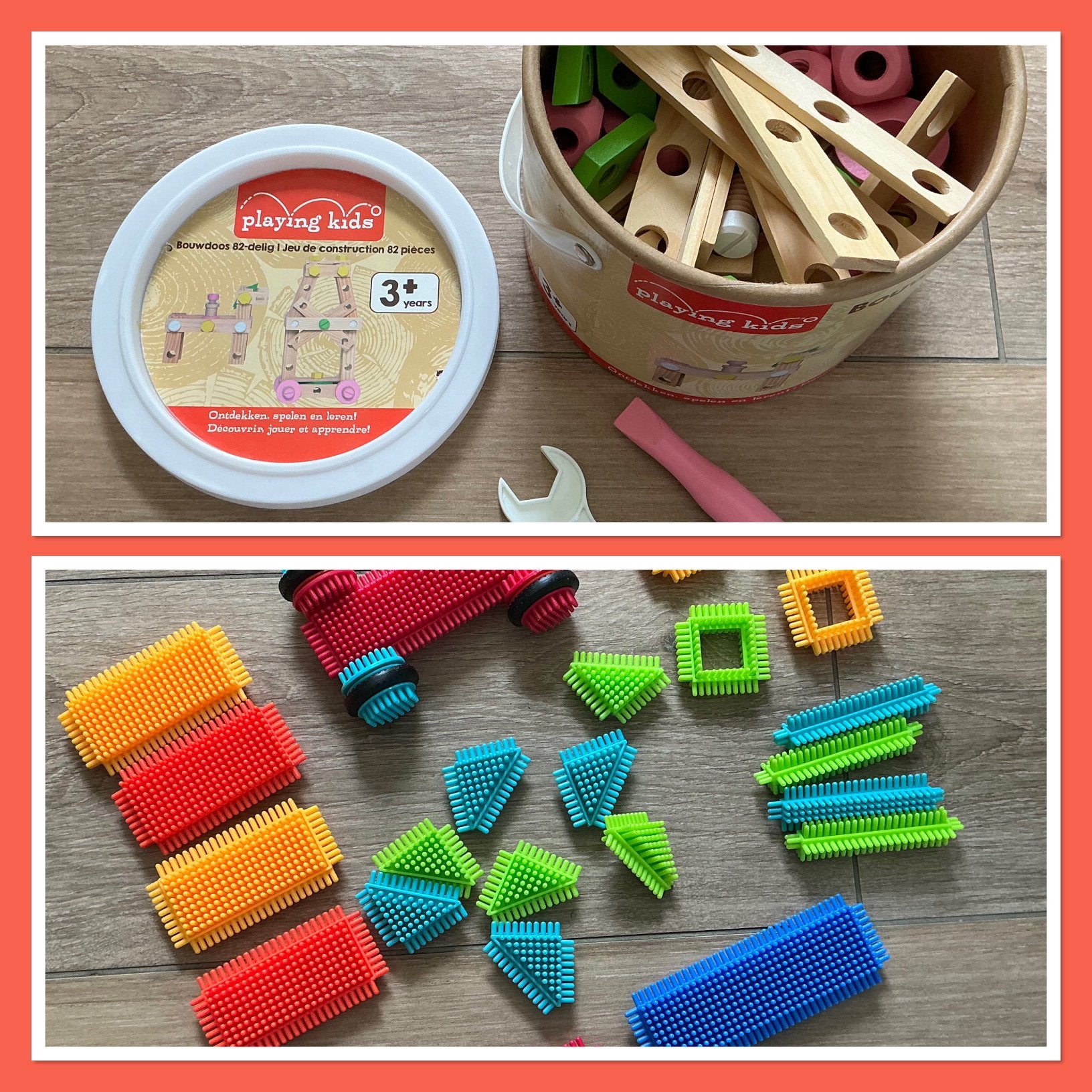 Houten constructiespeelgoed en set nopper, Ophalen of Verzenden, Zo goed als nieuw, Nopper