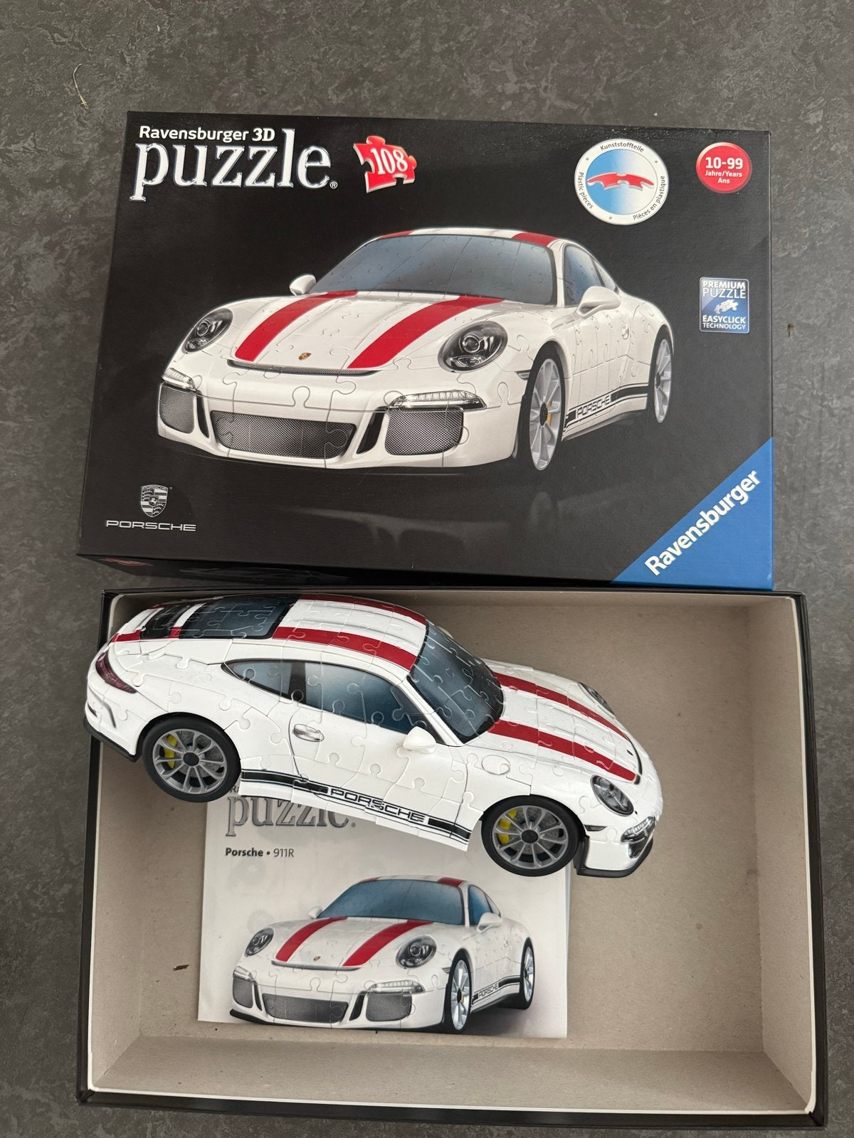 Ravensburger 3D Porsche 911R Puzzel 108 stukjes, Ophalen, Meer dan 50 stukjes, Zo goed als nieuw, 6 jaar of ouder