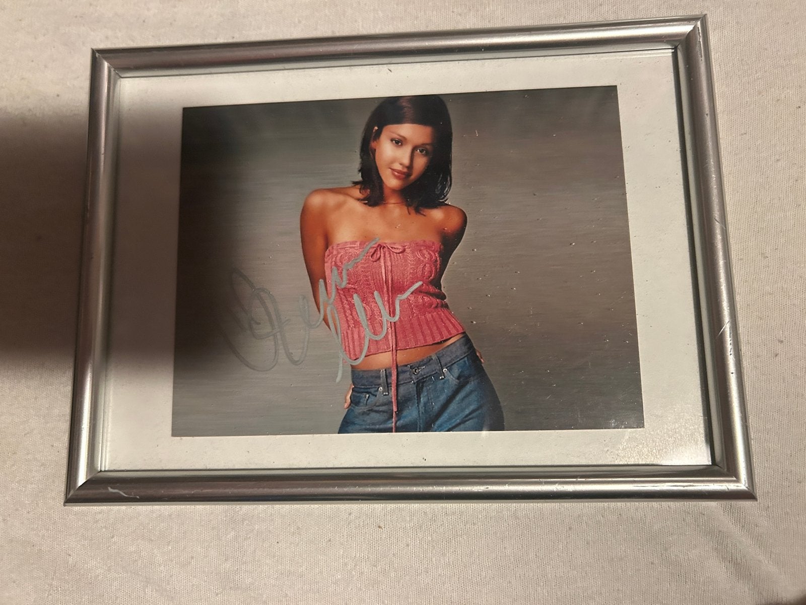 Originele Gesigneerde foto Jessica Alba - Ansichtkaart forma, Gebruikt, 1980 tot heden, Foto, Ophalen of Verzenden