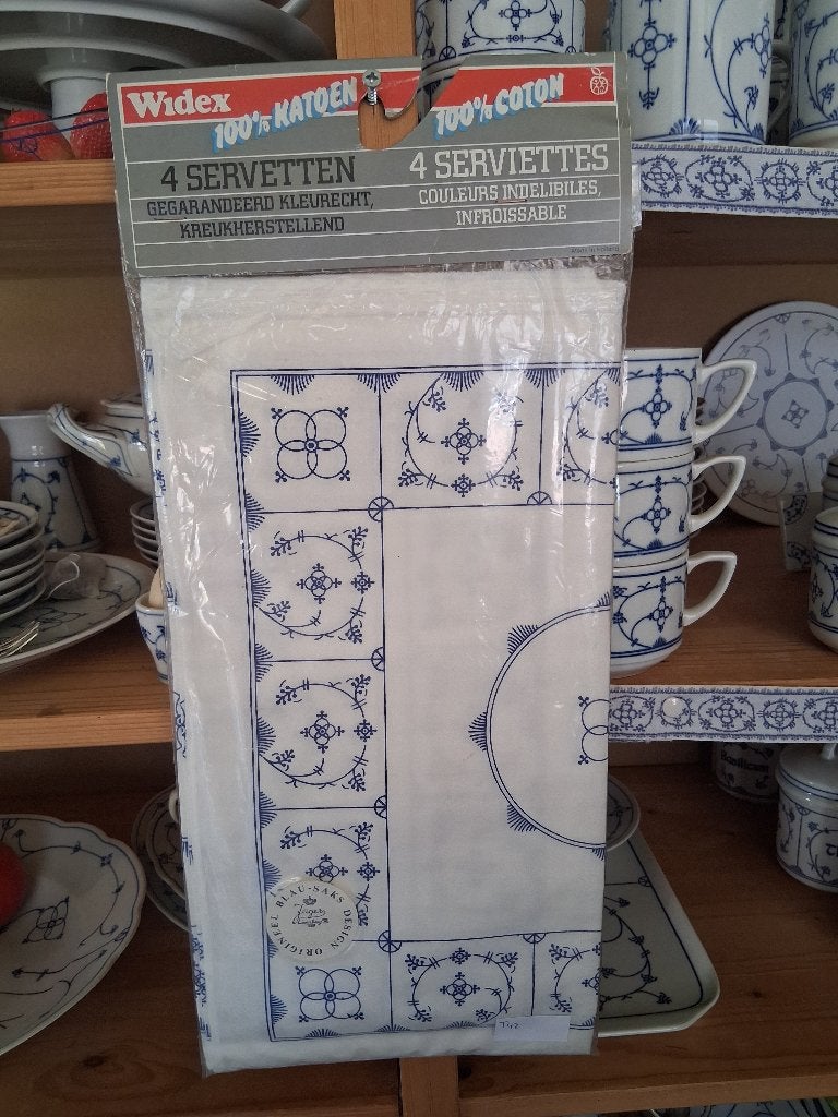 saks blauw  servetten Widex cremekleurig jager katoen, Overige materialen, Verzenden, Overige typen, Nieuw
