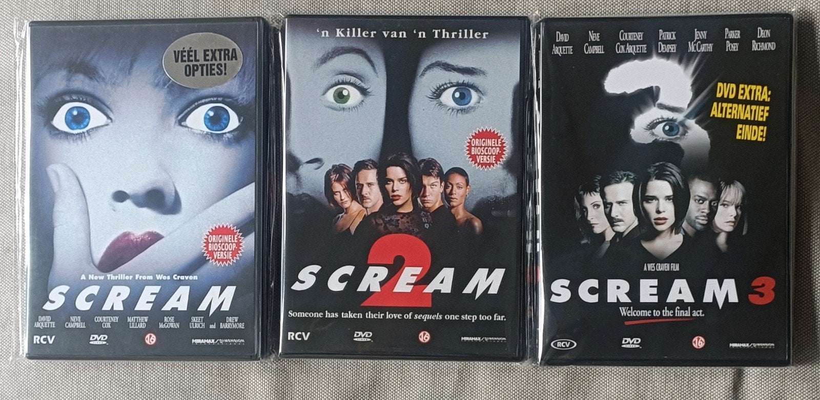 Scream 1, 2 & 3 DVD Boxset - Horror Klassiekers, Ophalen of Verzenden, Gebruikt, Engels, Inclusief doosje