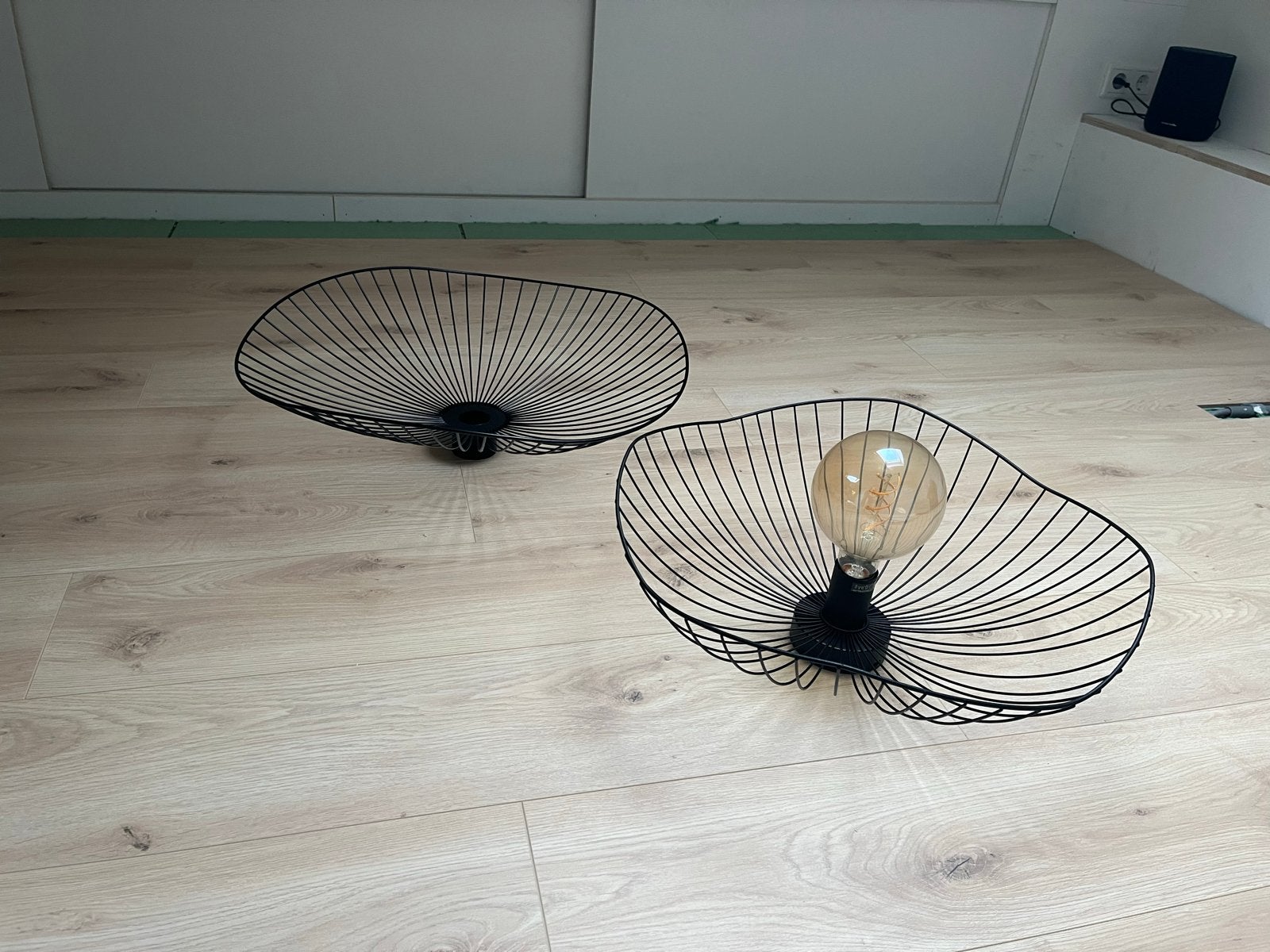 Set van 2 zwarte metalen lampenkappen, Overige typen, Zwart, Zo goed als nieuw, Overige vormen
