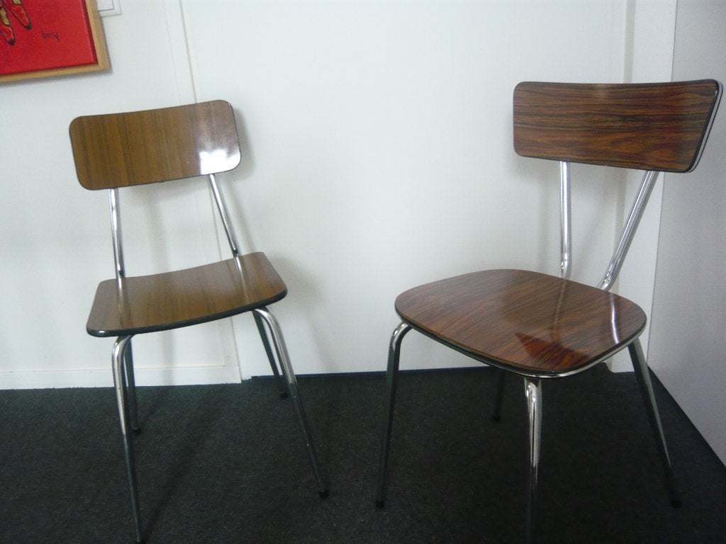 Formica stoelen 2x, Ophalen, Gebruikt, Twee, Bruin