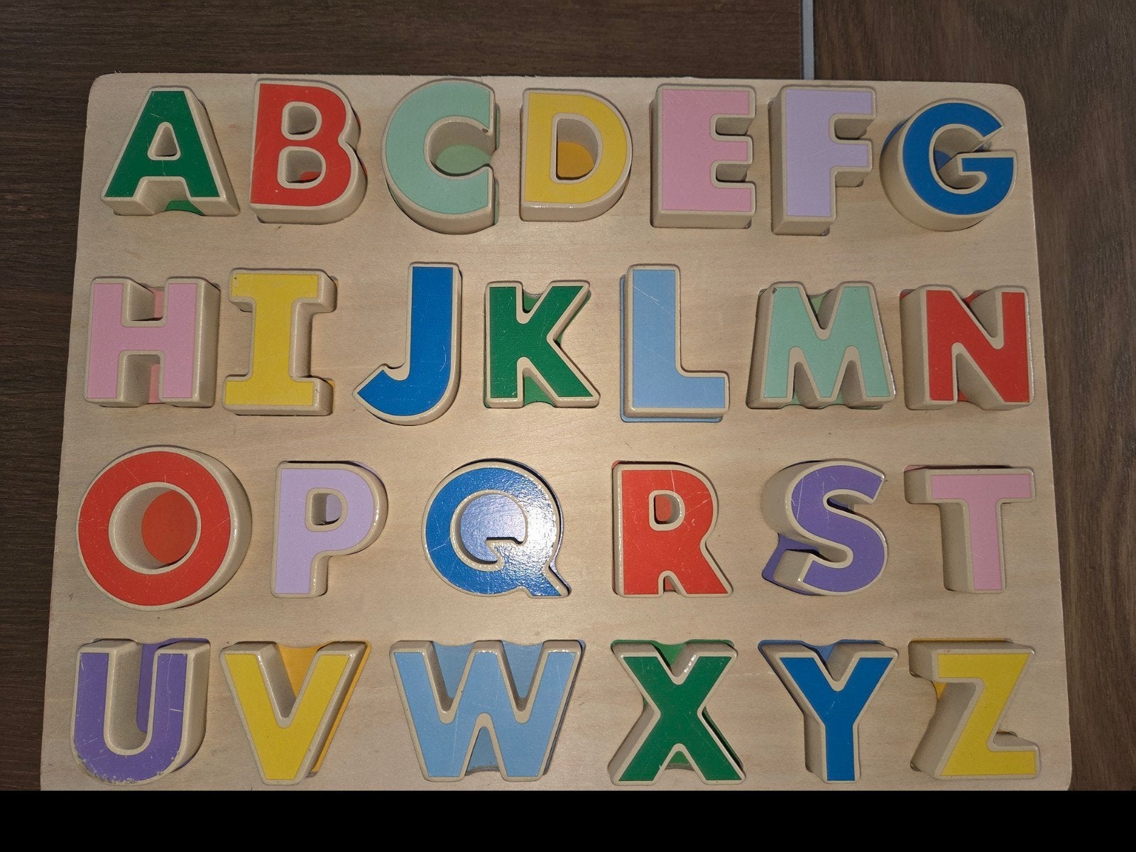 Houten alfabet puzzel / Magnetic letters  – gebruikt, Ophalen of Verzenden, Gebruikt, Taal en Lezen