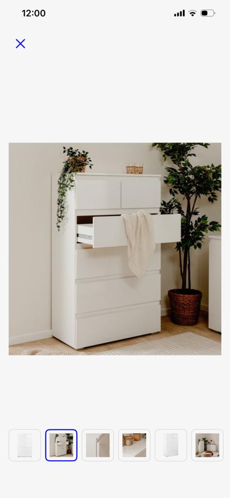 IKEA MALM ladekast met 6 lades, wit, 80x123 cm, Ophalen, Gebruikt, 5 laden of meer, 100 tot 150 cm