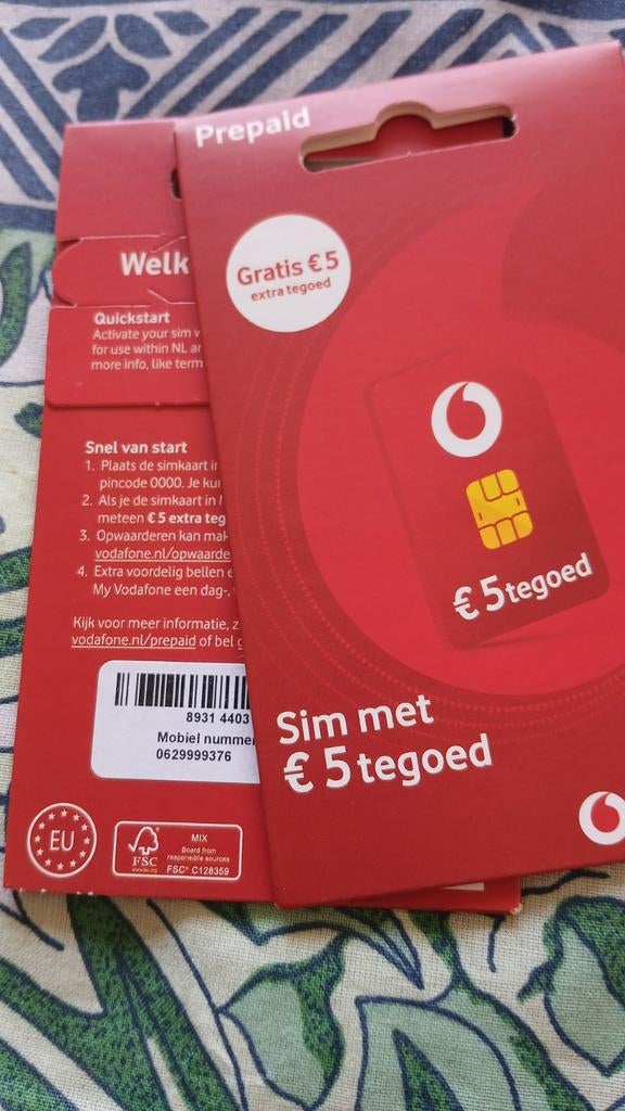 0629999376 Uitstekend top nummer Vodafone prepaid simkaart, Verzenden, Nieuw, Vodafone, Simkaart