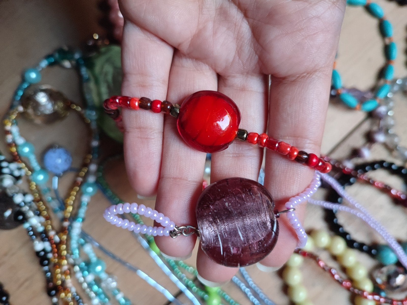 Sieraden met dure glaskralen partij sieraden, Ophalen of Verzenden, Nieuw, Overige materialen