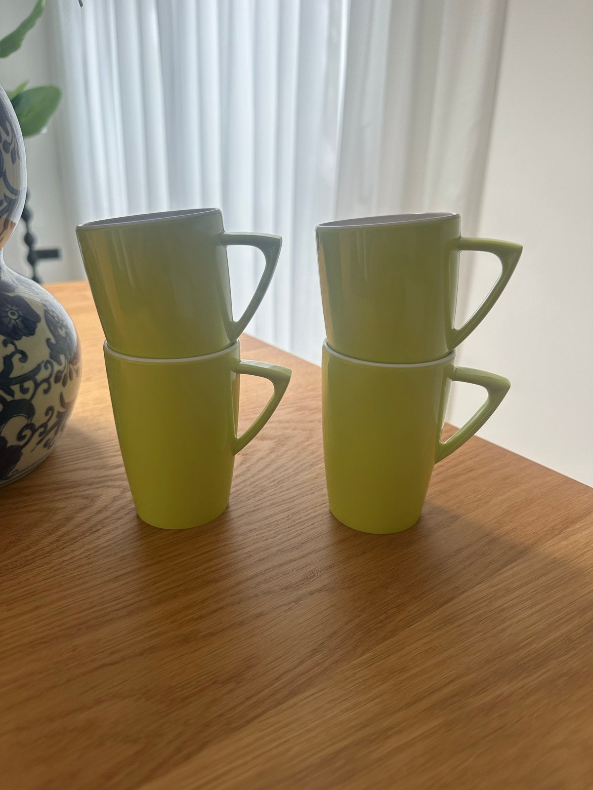 Set van 4 groene Mepal Rosti melamine koffiemokken, Kunststof, Ophalen of Verzenden, Overige merken, Groen