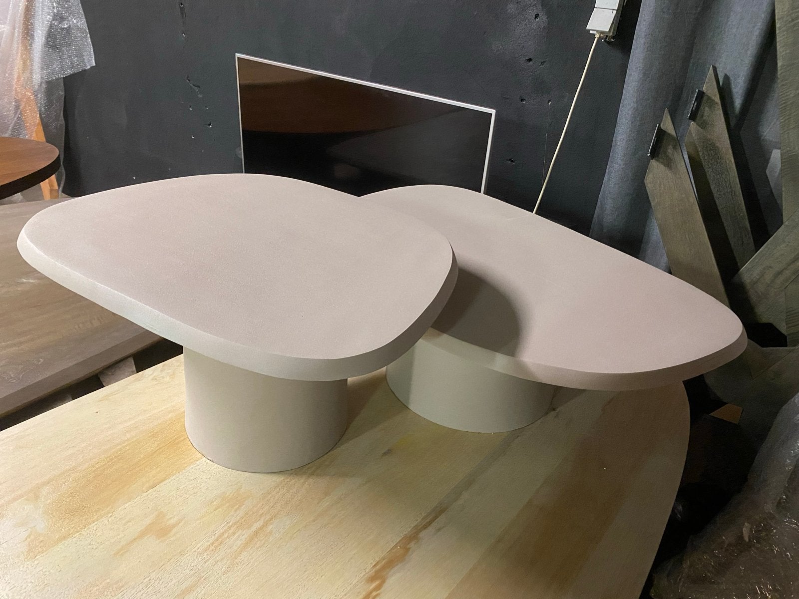 Salontafel set Sten mat beige metaal, Ophalen, Nieuw, 50 tot 100 cm, Metaal