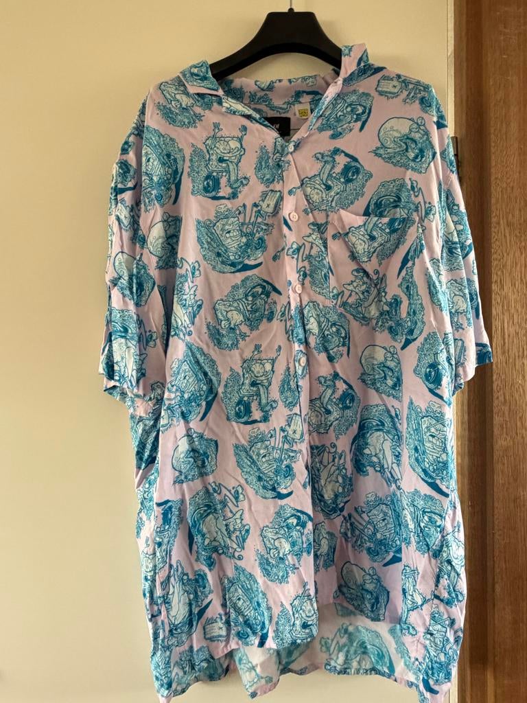 H&M SpongeBob overhemd korte mouw maat L, Ophalen of Verzenden, Zo goed als nieuw, Roze, Halswijdte 41/42 (L)