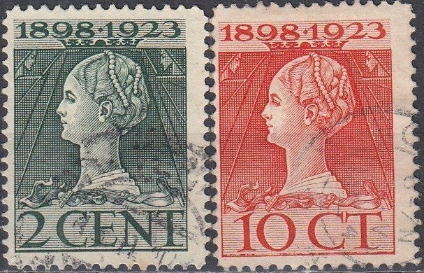 Nederland 1.56.1- 1923- Regeringsjubileum- Lijntanding K- GC, Postzegels en Munten, Verzenden, T/m 1940, Gestempeld