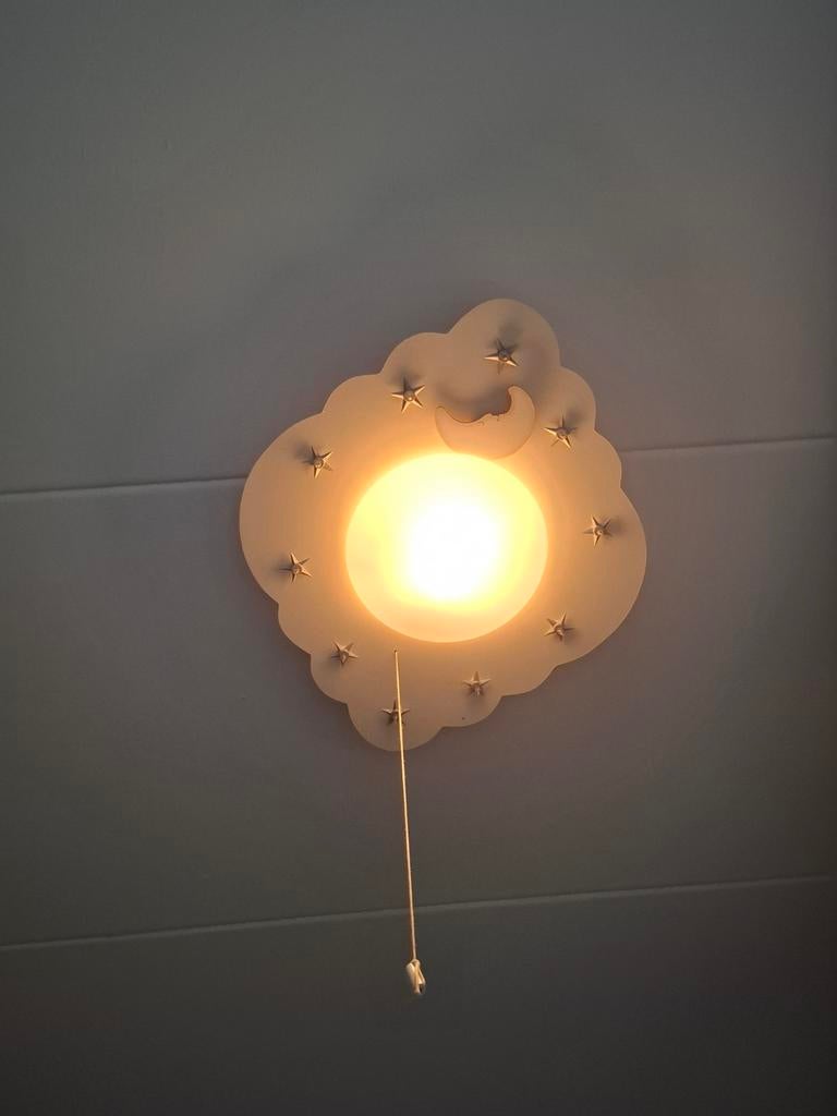 Plafondlamp Wolk Sterren Maan - Kinderkamer Verlichting, Ophalen, Gebruikt, Overige materialen, Kinderkamer, Dromerig, Sterrenhemel