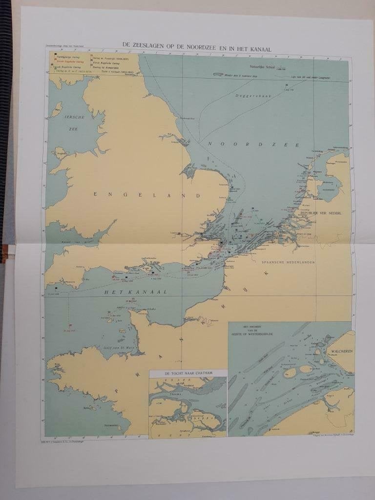 B017 / plattegrond Zeeslagen Noordzee en Het Kanaal uit 1919, Antiek en Kunst, Ophalen of Verzenden