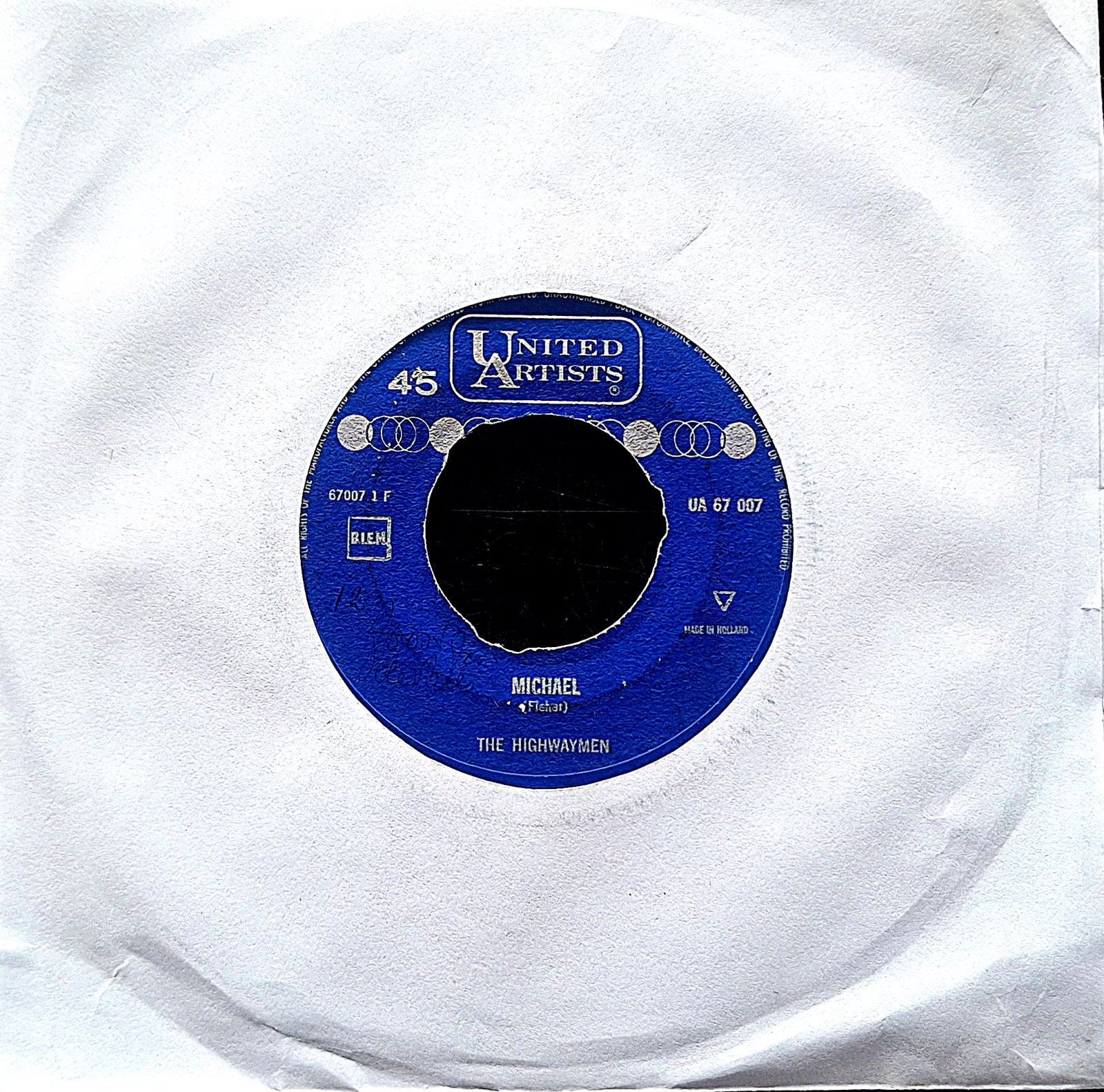 7"/SINGLE  HIGHWAYMEN - Michael (Row The Boat Ashore), Ophalen of Verzenden, Gebruikt, Pop