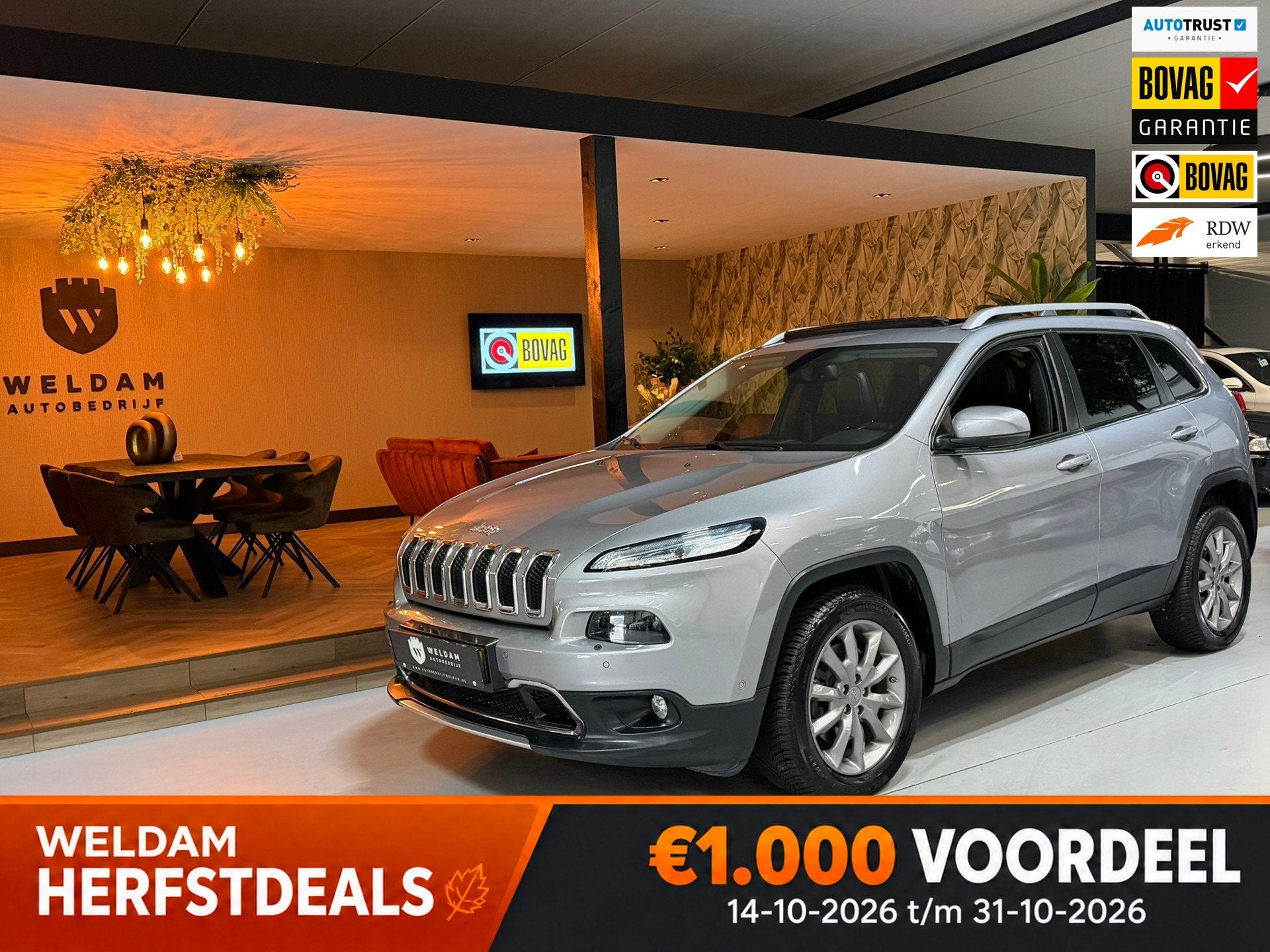Jeep Cherokee 2.0 Limited 140PK Garantie |Pano|Trekhaak|Keyl, Auto's, Voorwielaandrijving, Euro 5, 450 kg, Met garantie (alle)