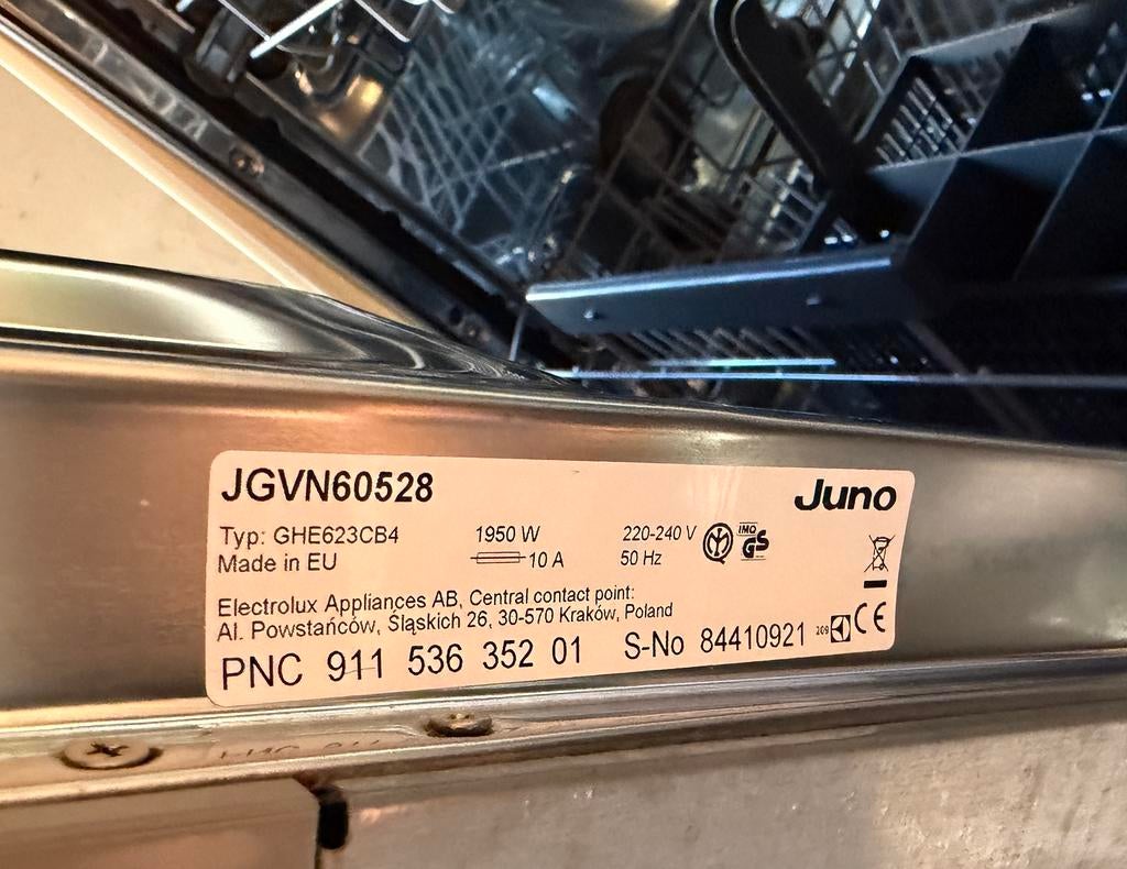 Electrolux Juno JGVN60528 inbouwvaatwasser type GHE623CB4, Witgoed en Apparatuur, Vaatwasmachines, Ophalen, Gebruikt, Minder dan 85 cm