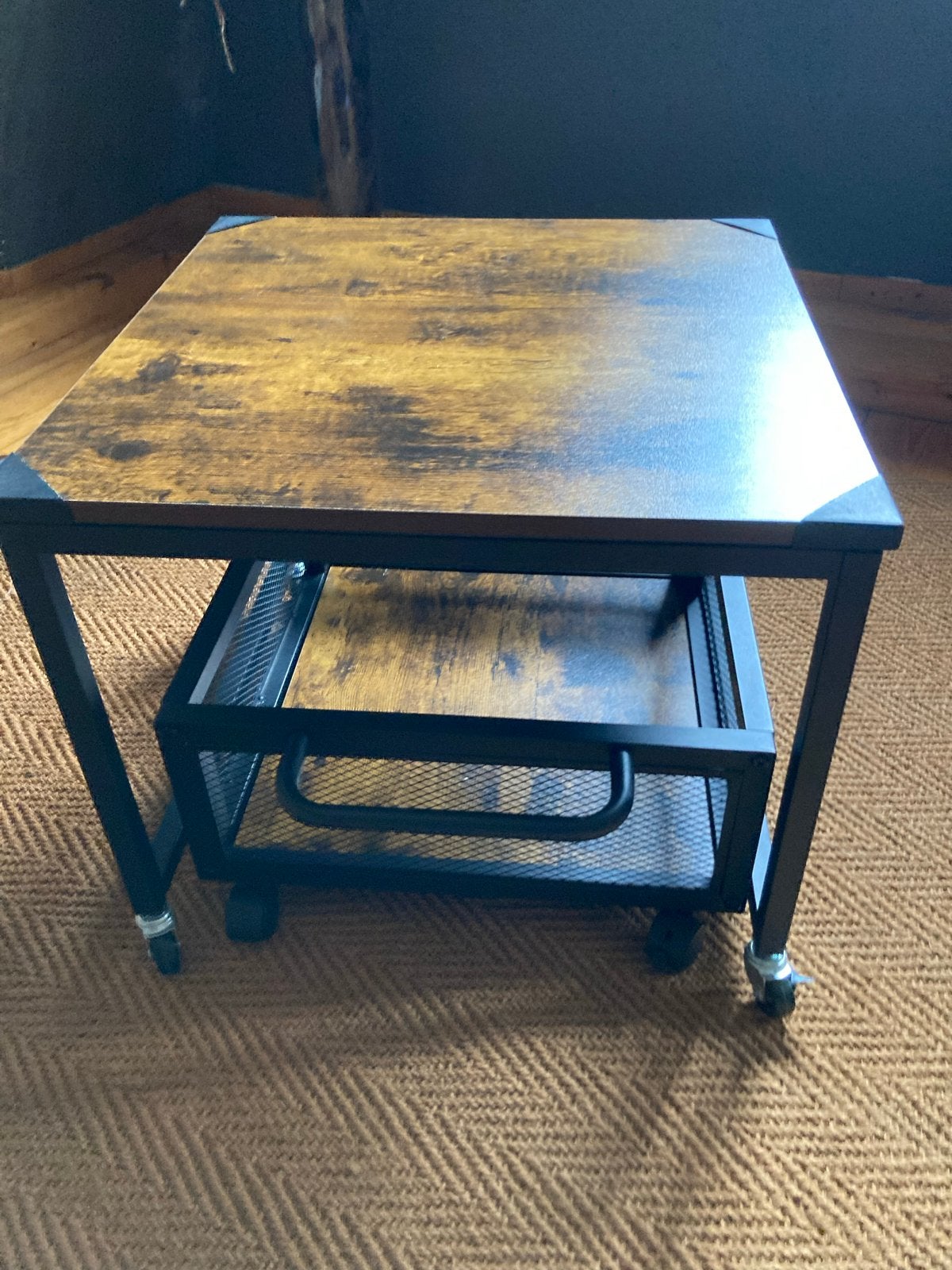Salon/bijzetafel met lade beide op wieltjes, Ophalen, Overige materialen, 50 tot 100 cm, Vierkant