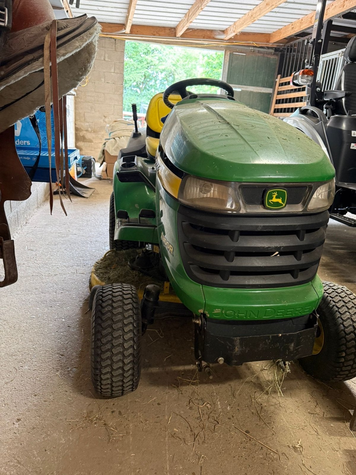 John Deere X300R Zitmaaier - Krachtig en Efficiënt, Cirkelmaaier, Gebruikt, Ophalen of Verzenden, Opvangbak