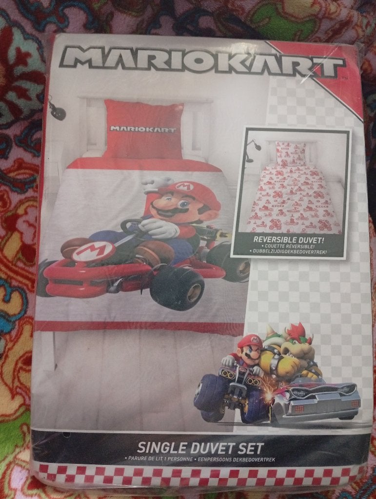 Super Mario dekbedovertrekset 140x200cm, Eenpersoons, Meerkleurig, Dekbedovertrek, Nieuw