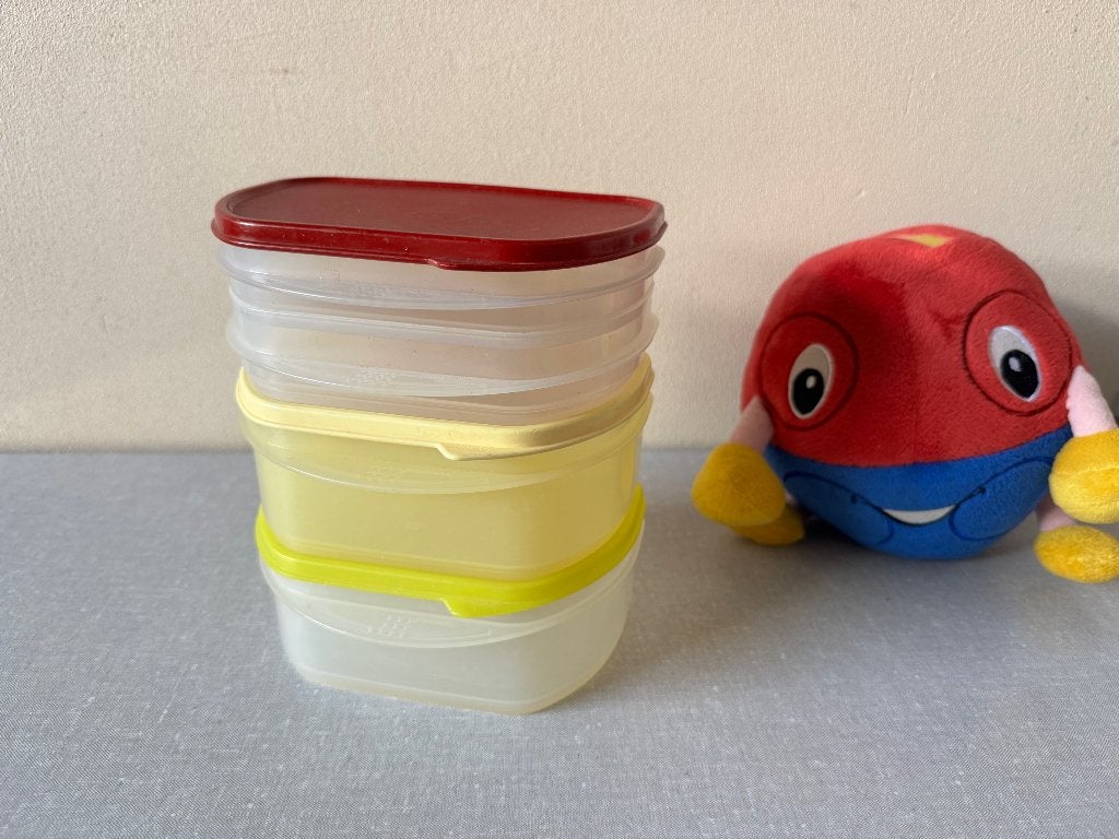 I.Z.G.S. stapelbare bakjes van TUPPERWARE beleg bakken, Huis en Inrichting, Keuken | Tupperware, Gebruikt, Geel, Ophalen of Verzenden