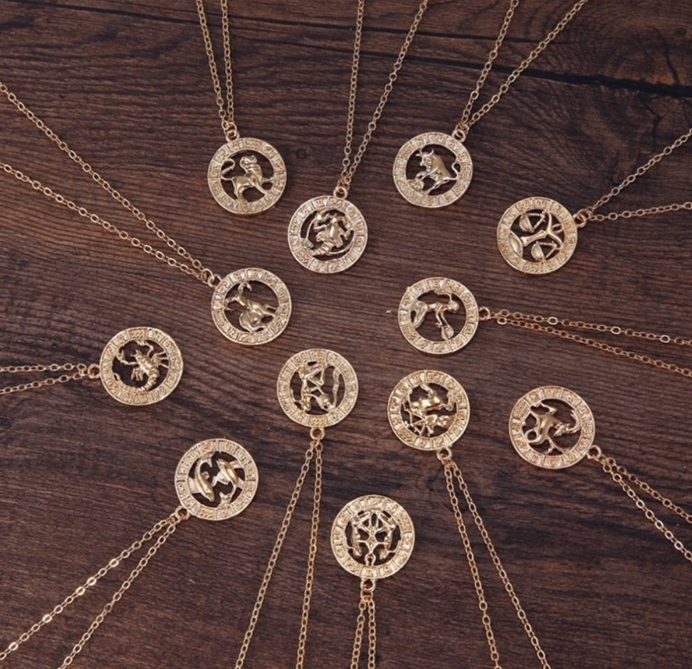 Horoscoop Sterrenbeeld goud verguld kettinghanger, Overige materialen, Nieuw, Ophalen of Verzenden, Kruis of Symbool