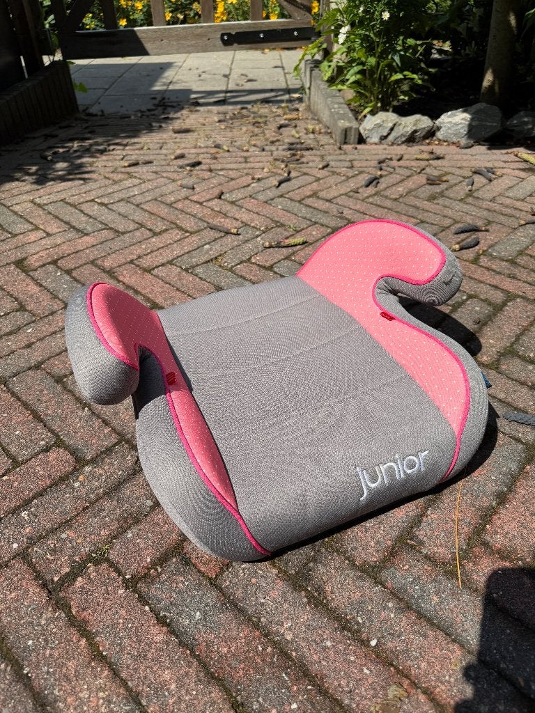 Petex Zitverhoger gijs/roze, Autogordel, 15 t/m 36 kg, Zo goed als nieuw, Ophalen