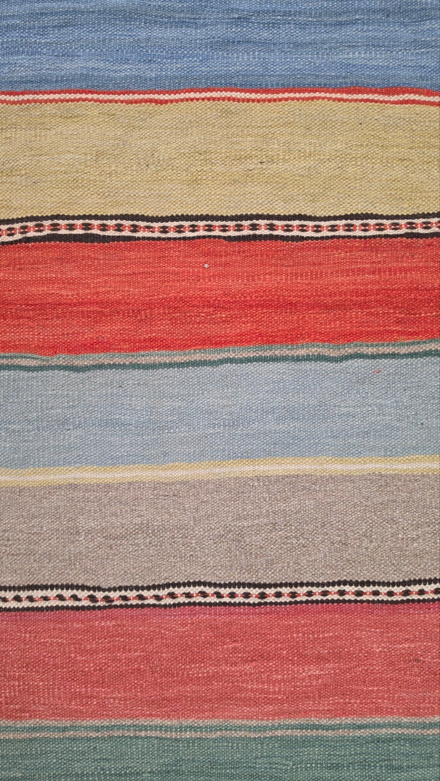 Handmade modern wool Kelim carpet runner stripes 62x175cm, Gebruikt, Blauw, Www.hypepopup.nl, Www.hypepopup.nl