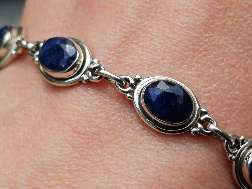Vanoli 925 zilveren armband met ruwe saffier, Daiva1973@hotmail.com, Vanoli, Blauw, Amsterdam