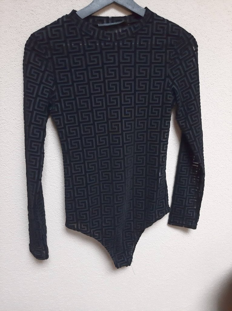 1x Gedragen body met mooie velours ertussen Mt S/M, Kleding | Dames, Ophalen of Verzenden, Zwart, Body of Korset