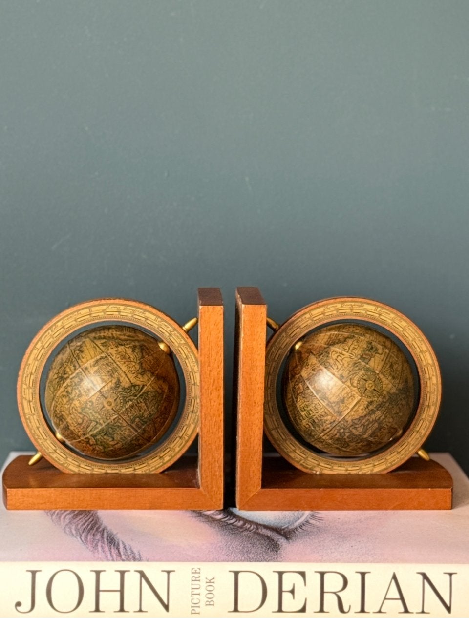 Set vintage globe boekensteunen, Ophalen of Verzenden
