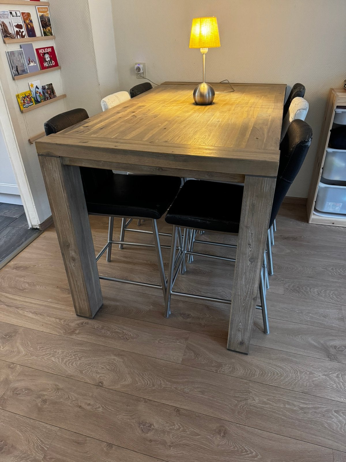 Hoge eettafel met hoge stoelen/bar krukken, Huis en Inrichting, Tafels | Eettafels, Gebruikt, 50 tot 100 cm, 150 tot 200 cm, Vijf personen of meer