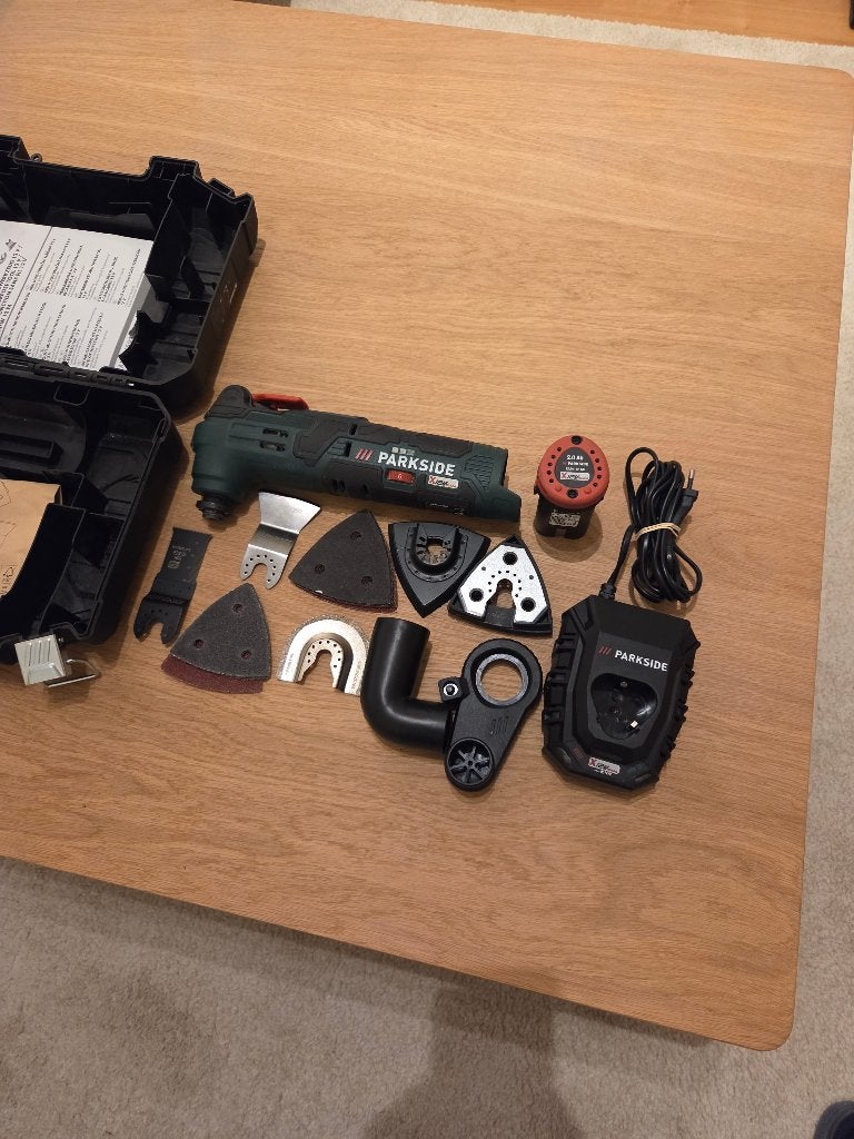 Parkside accu-multitool 12V + accu en lader, Doe-het-zelf en Verbouw, Ophalen of Verzenden, Zo goed als nieuw, Multitool, Parkside
