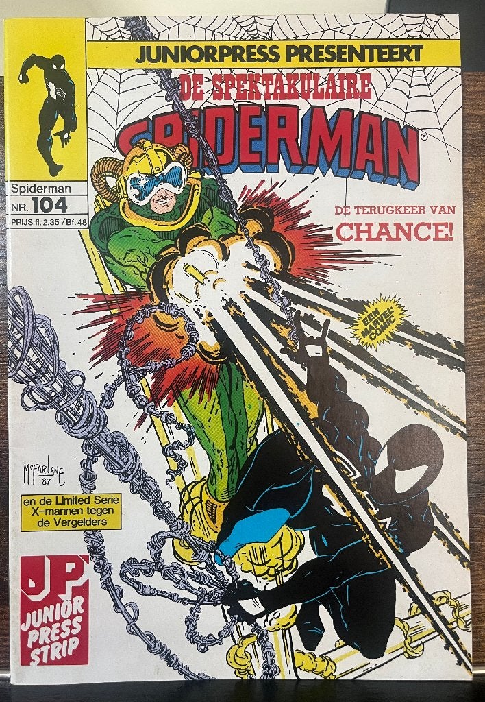 De Spektakulaire Spiderman #104 (JuniorPress), Eén comic, Amerika, Ophalen of Verzenden, Zo goed als nieuw