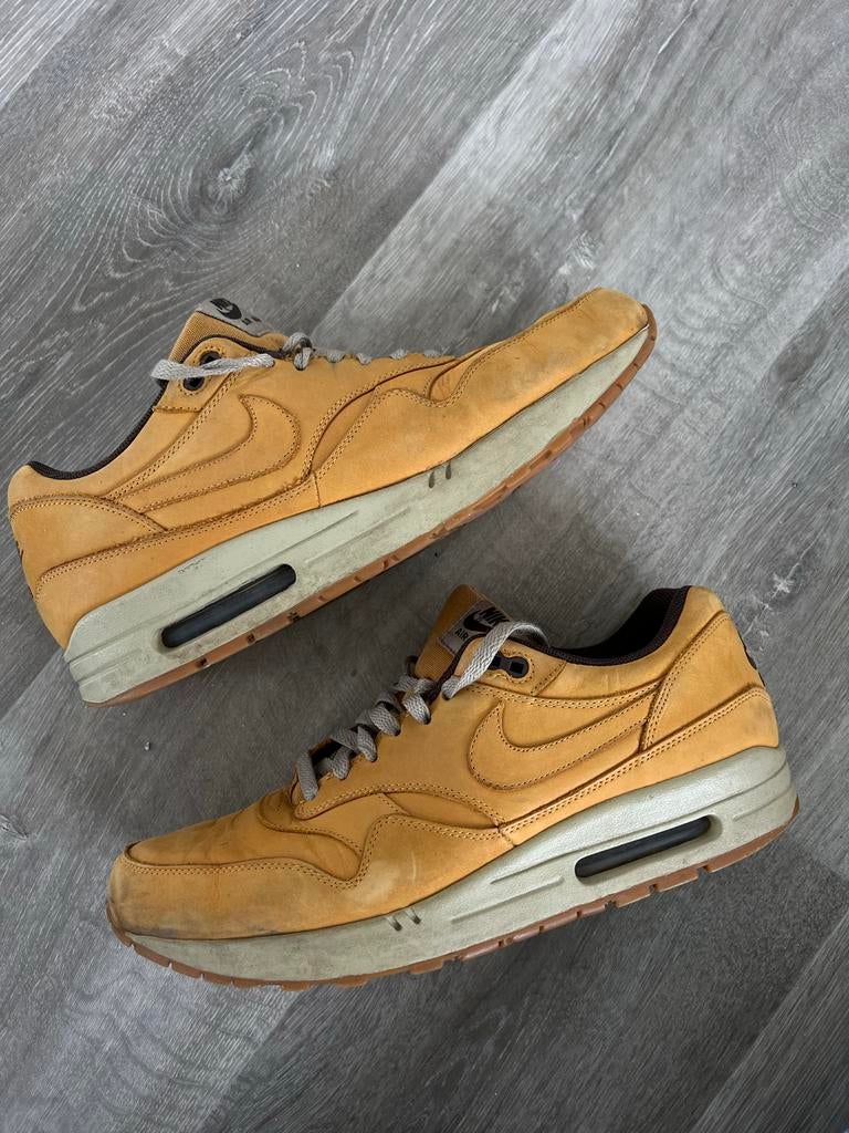 Nike Air Max 1 Leather Premium Wheat Pack, Kleding | Heren, Schoenen, Gedragen, Sneakers of Gympen, Bruin, Ophalen of Verzenden