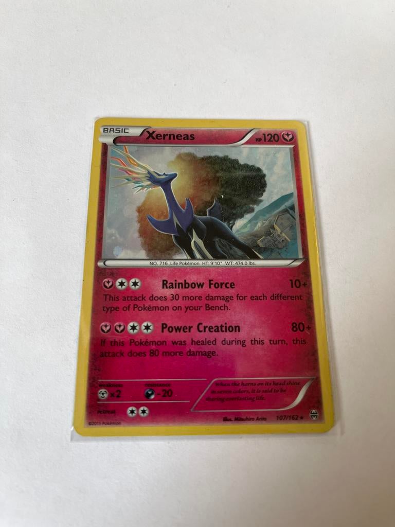 Pokemon kaart Xerneas 107/162, Ophalen of Verzenden, Zo goed als nieuw, Vulpen, Overige merken