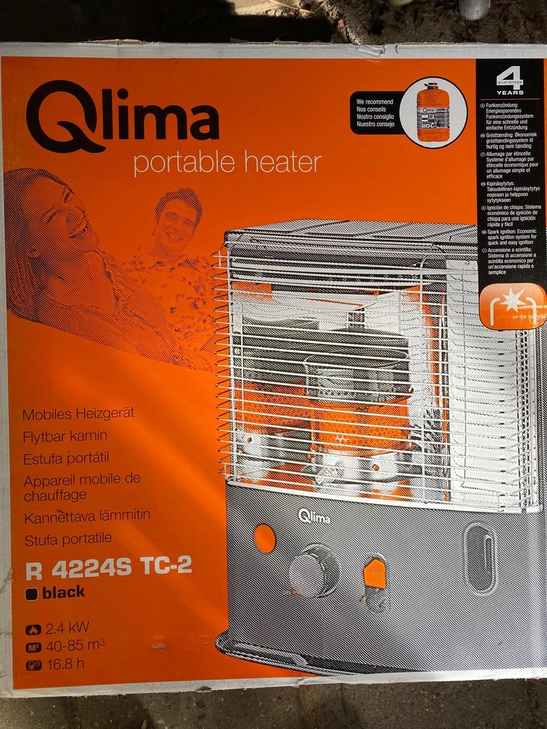 Qlima R 4224S TC-2 Zwarte Petroleumkachel 2.4 kW, Ophalen, Overige brandstoffen, Nieuw, Petroleumkachel