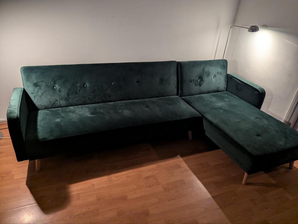 Hoekbank Daru III fluweel donkergroen, Ophalen of Verzenden, Zo goed als nieuw, Stof, Modern, Klassiek