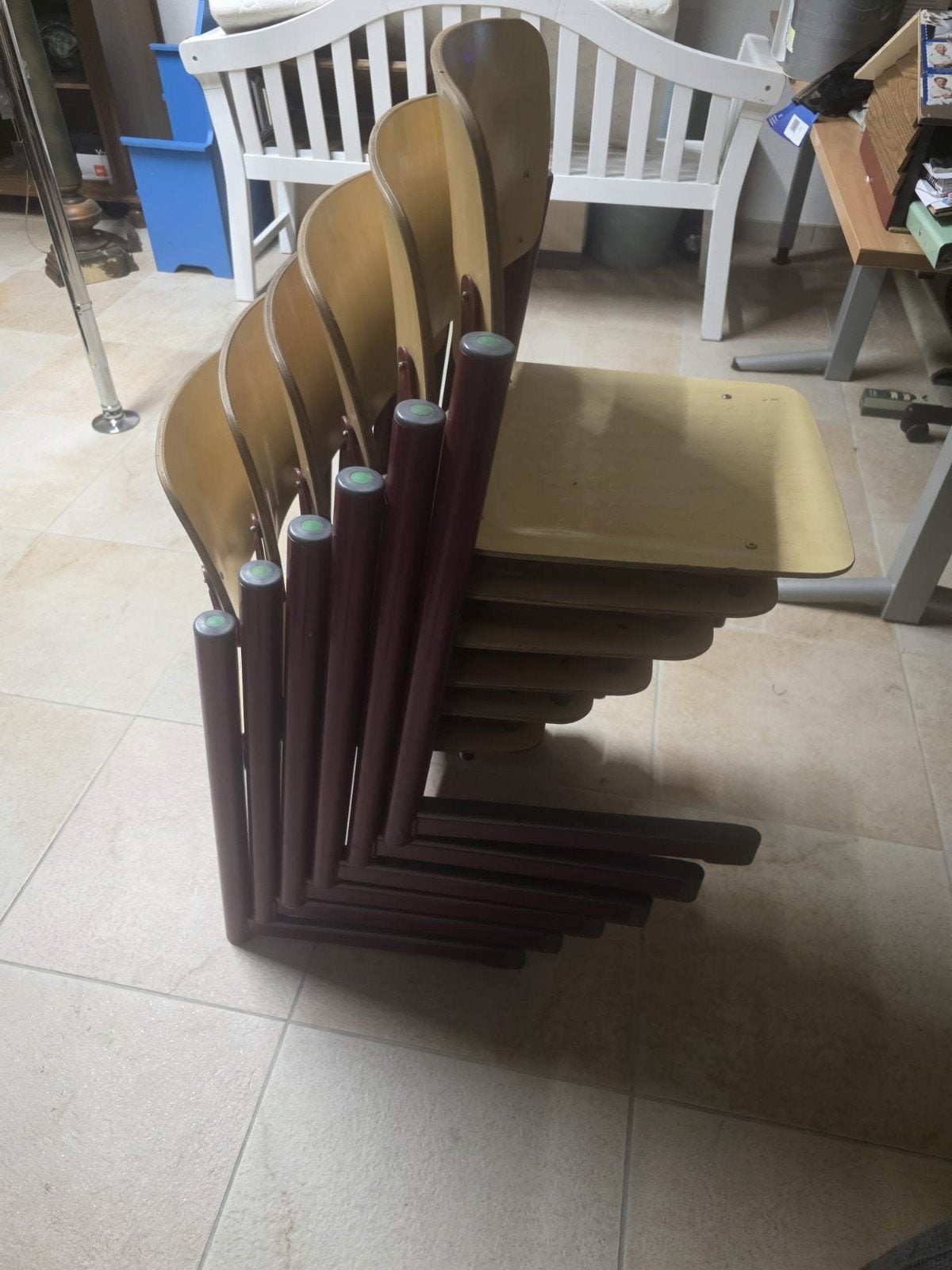 6 ijzeren  stapelstoelen, Ophalen of Verzenden, Zwart, Vijf, Zes of meer stoelen
