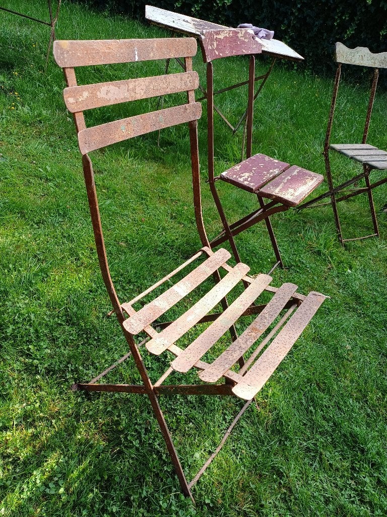 partij vintage klapstoeltjes, Tuin en Terras, Ophalen, Gebruikt, Hout, Inklapbaar