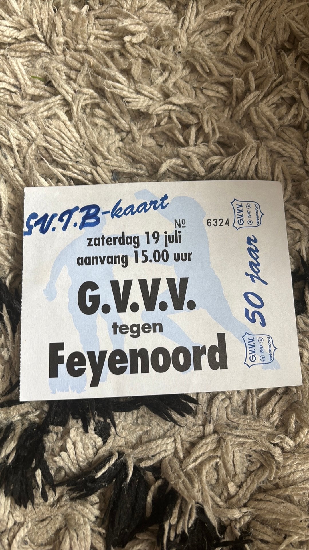 Oud stadionticket feyenoord gvvv, Ophalen of Verzenden, Zo goed als nieuw, Feyenoord