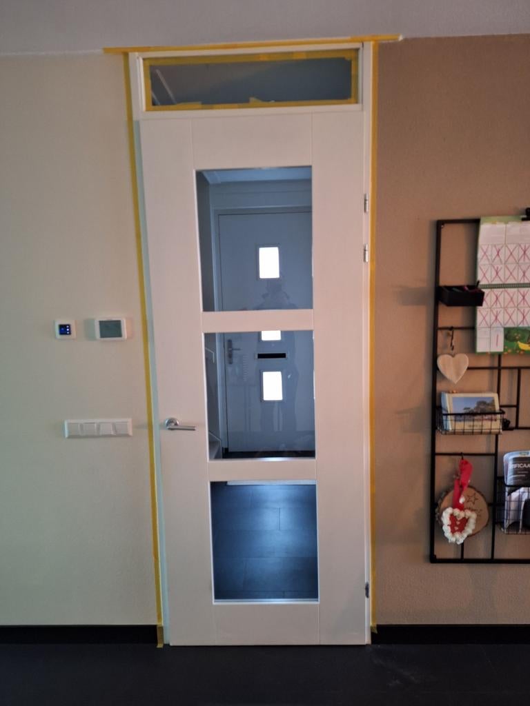 Moderne binnendeur met glaspanelen, Ophalen, Gebruikt, 80 tot 100 cm, 215 cm of meer