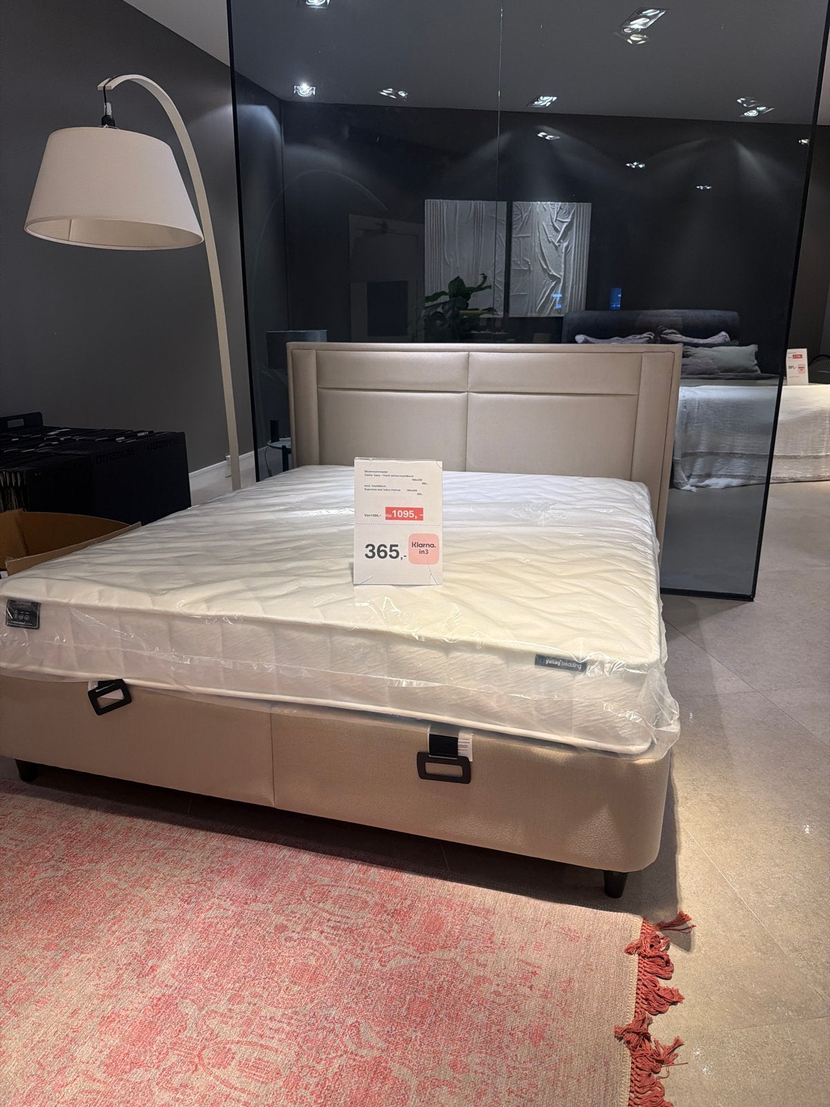 Tweepersoonsbed met opbergruimte en matras - YATAS, Ophalen, Baza yatas opbergruimte design strak, Beige, 200 cm