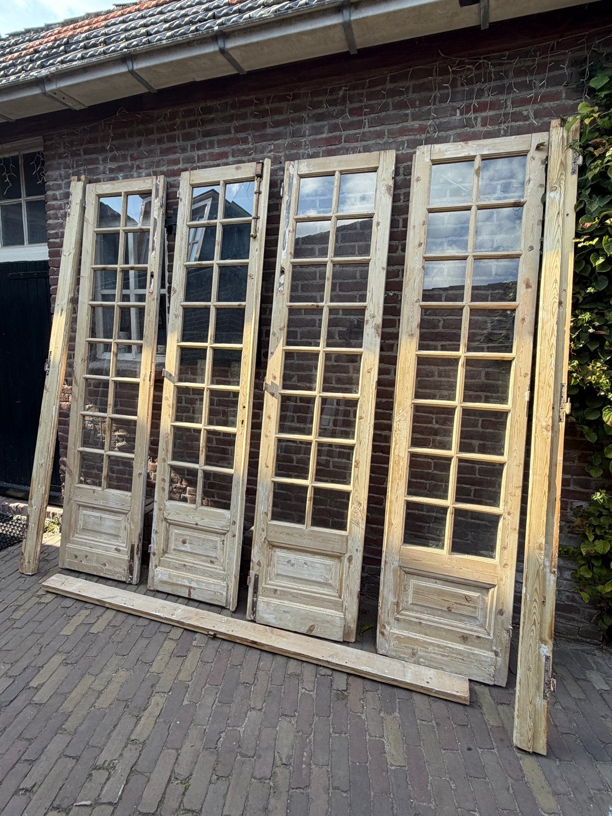 Authentieke Franse châteaudeuren met messing beslag, Huis en Inrichting, Woonaccessoires | Kamerschermen, Ophalen, Gebruikt