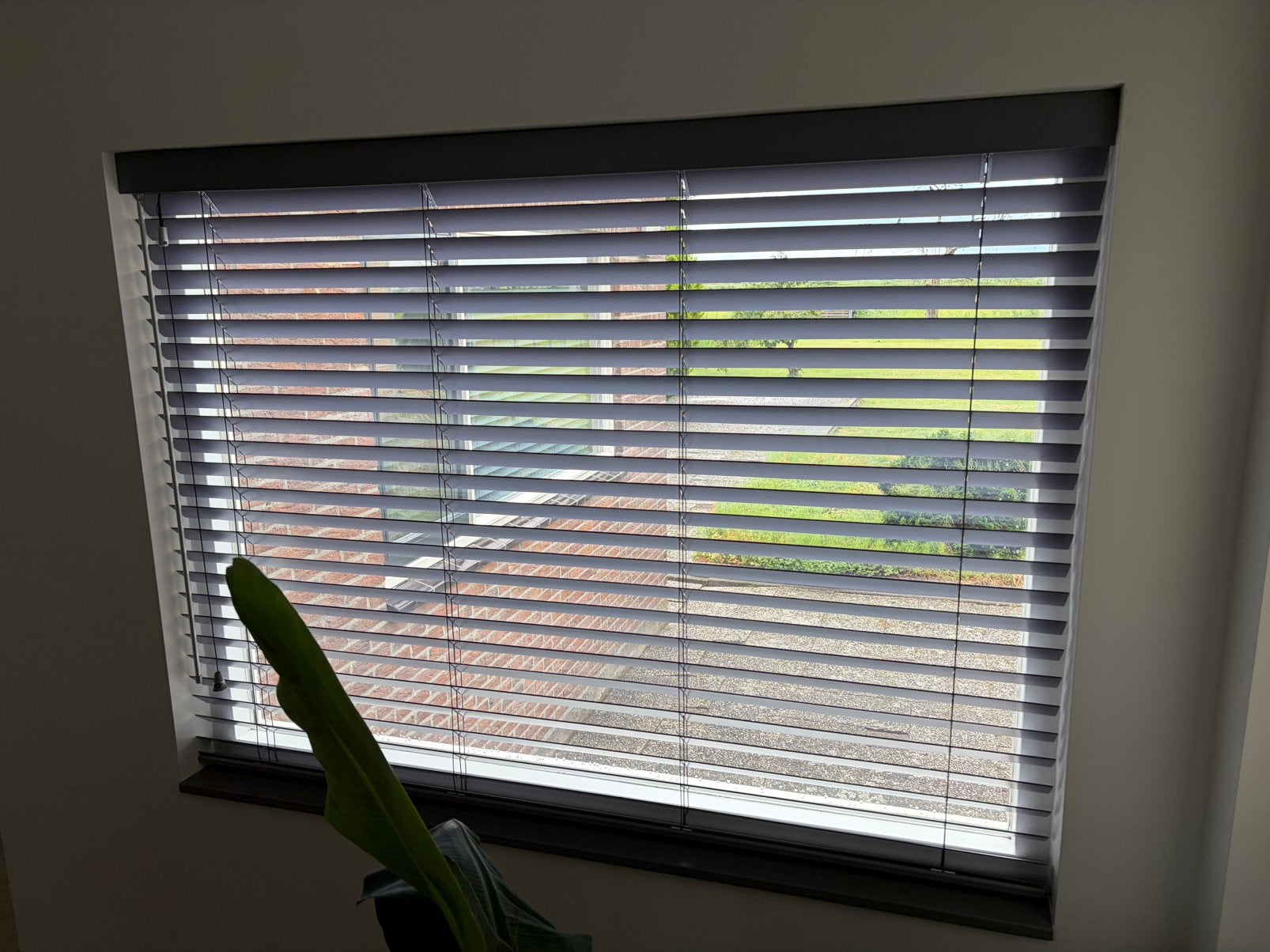 3x Luxaflex houten Jaloezieen 50mm grijs, Ophalen, Jaloezie, 180 cm, Hout