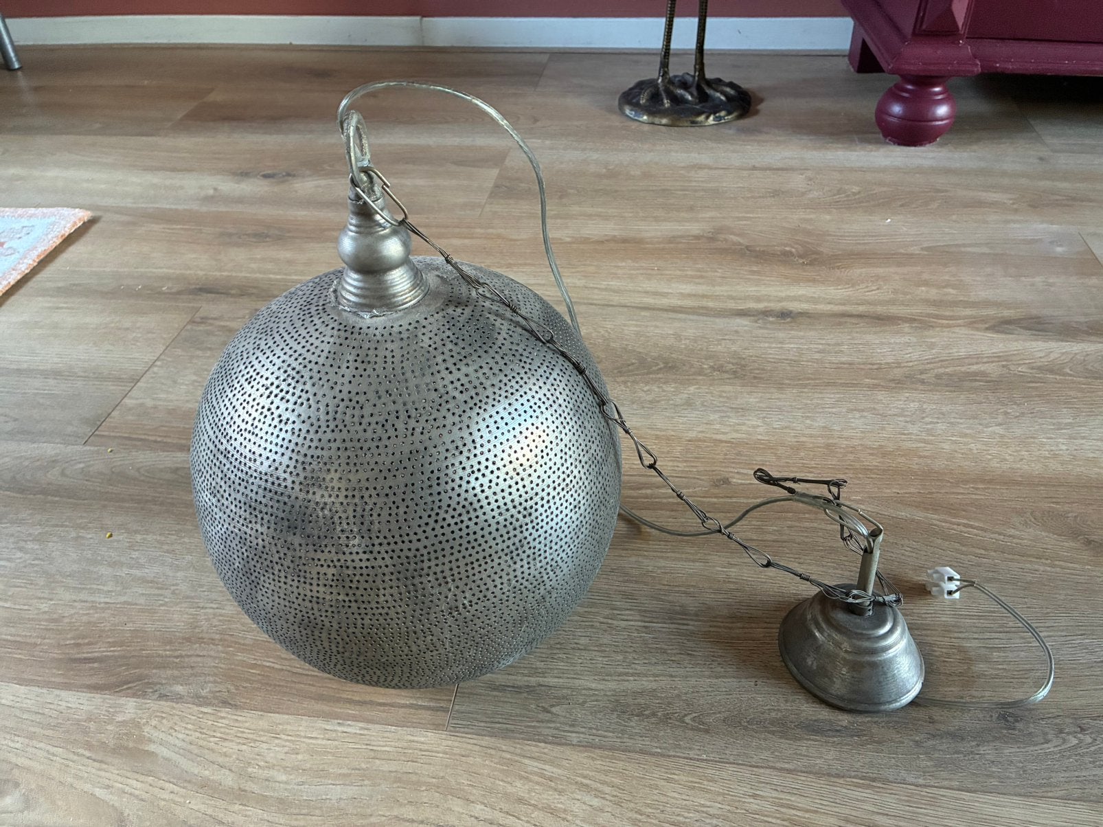 Marokkaanse hang lamp, Huis en Inrichting, Ophalen, Gebruikt, Metaal, E27 (groot)