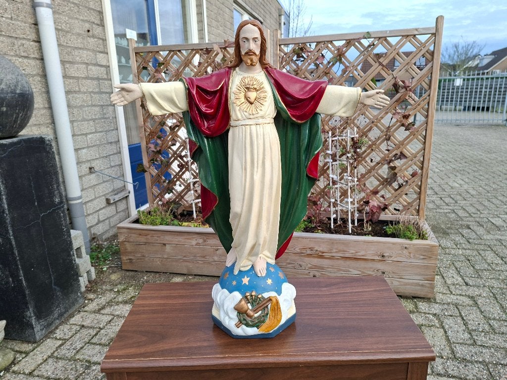 schitterende mooi antiek groot beeld van jezus christus, Antiek en Kunst, Ophalen of Verzenden