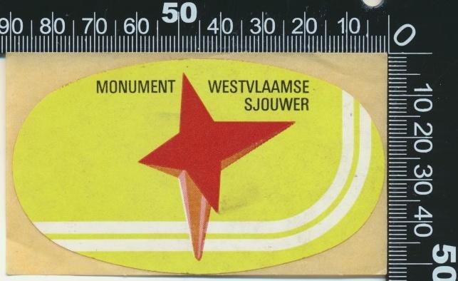 Sticker: Monument Westvlaamse Sjouwer, Verzamelen, Stickers, Zo goed als nieuw, Bedrijf of Vereniging, Ophalen of Verzenden