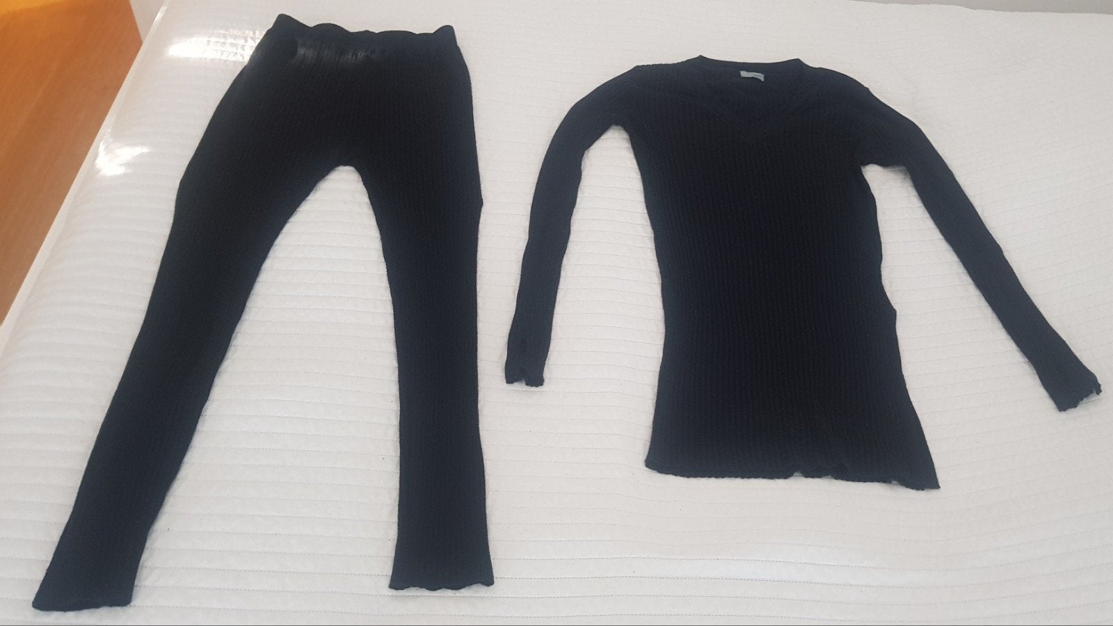 Setje kabel trui flared broek strech broeken truien maat s m, Kilky, Verzenden, Zo goed als nieuw