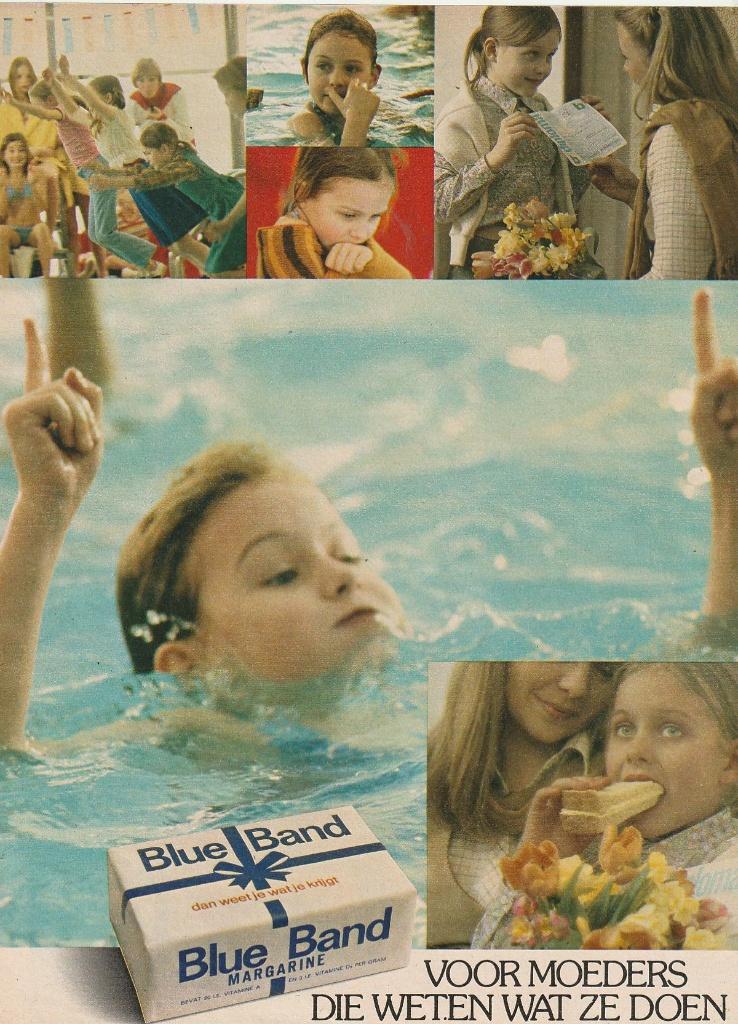 Retro reclame 1979 Blue Band margarine meisje zwemdiploma, Verzamelen, Retro, Verzenden, Overige typen